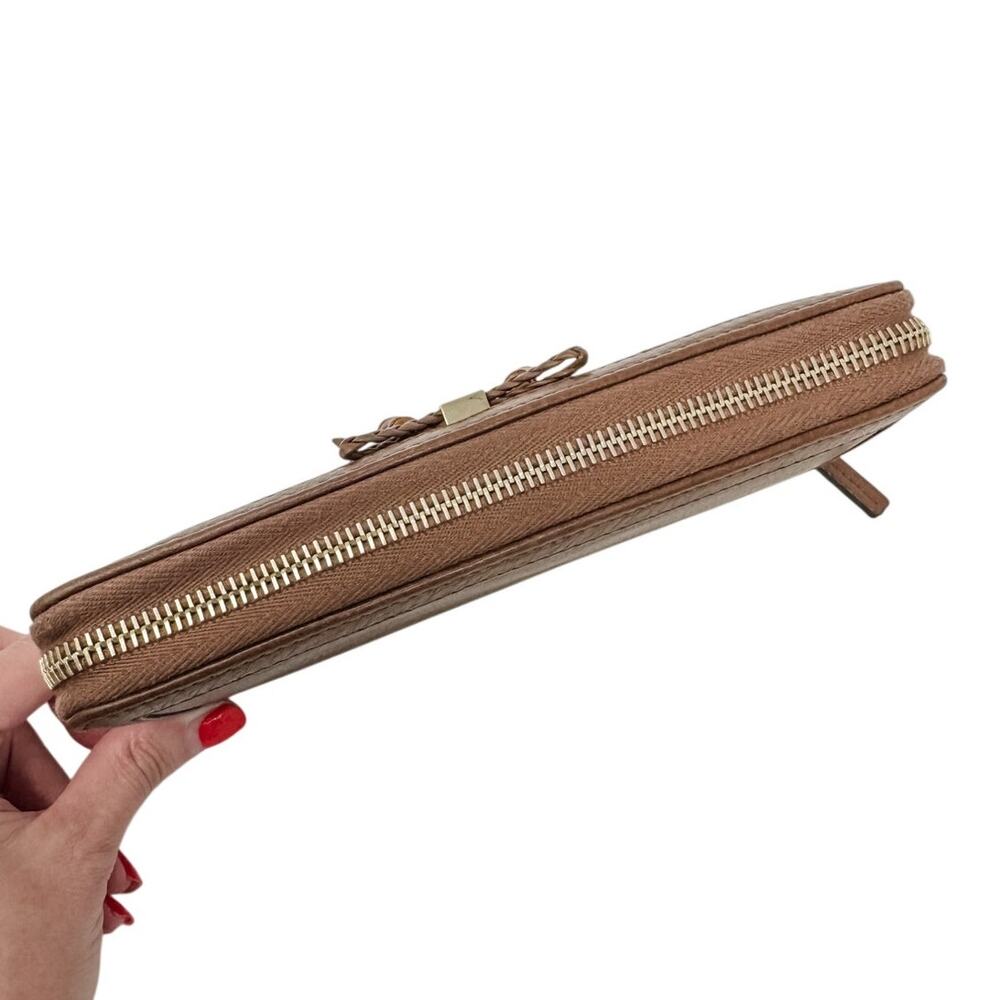 Vintage Gucci Cognac Brown Leather Bamboo Tassel Zip Around Wallet Large 7.5" - Picture 10 of 15